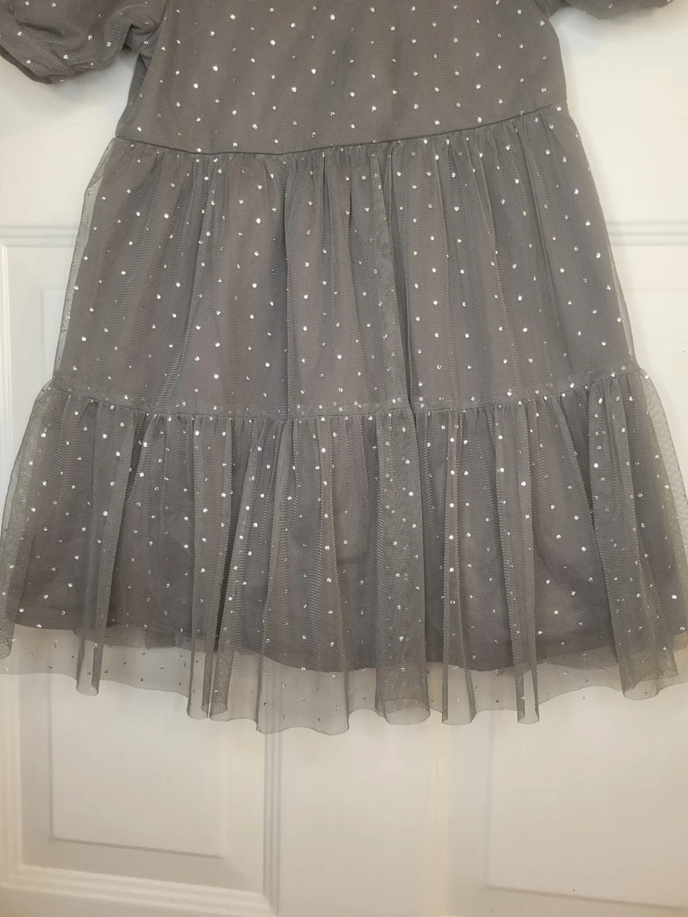 Gap Kids Gray Sparkle Tiered Tulle Dress